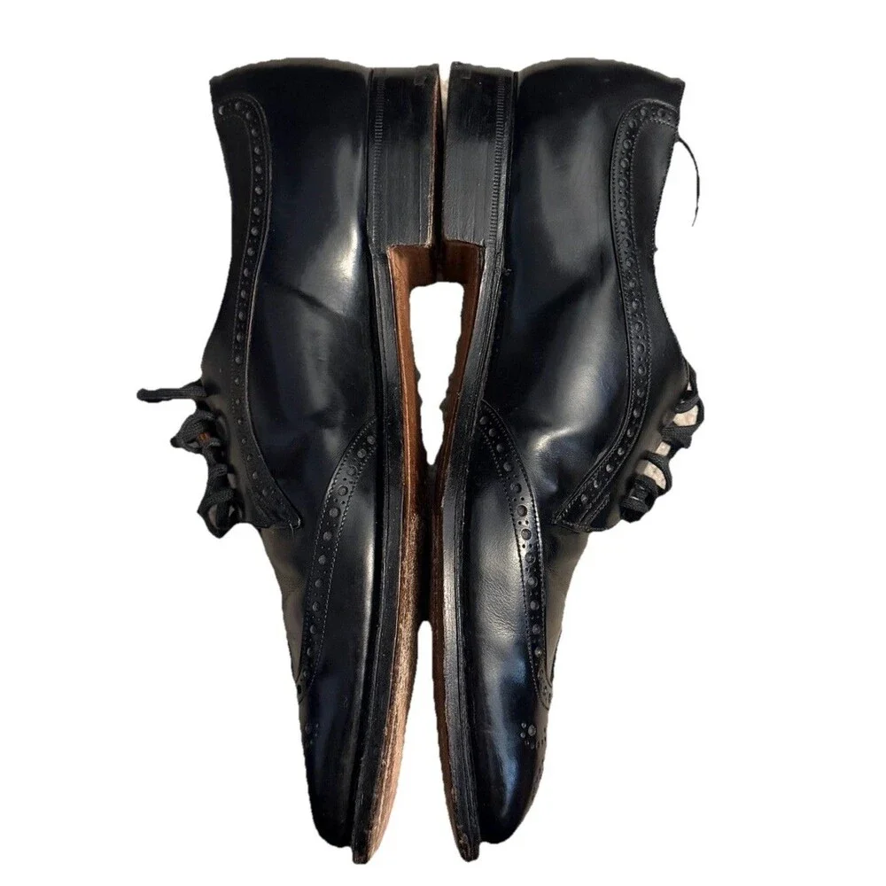 Church's Custom Grade Wingtip Brogue Derby Black Leather UK 9 A US 10 Narrow